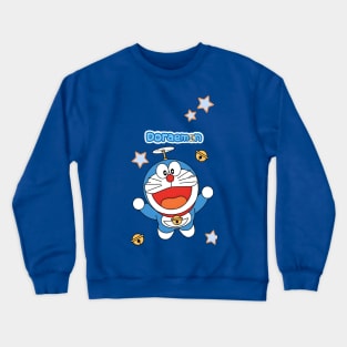 doraemon fly with stars Crewneck Sweatshirt